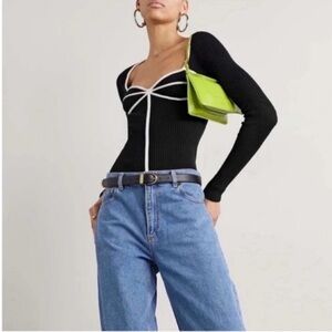 NWT Mara Hoffman Naida Black Ribbed Contrast Sweater